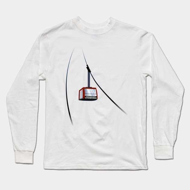 Chamonix Aiguille du midi cable car leewarddesign Long Sleeve T-Shirt by leewarddesign
